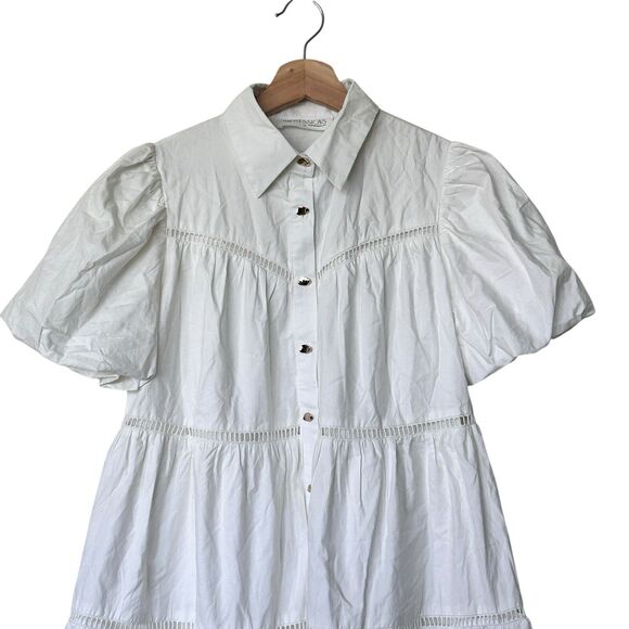 NWT Impressions Sunday Stroll S white cotton Sundress mini babydoll dress - Picture 5 of 13